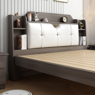 New Thickened Solid Wood Ecological Board High-End Single and Double Soft Storage Master Bedroom Simple Wedding Bed