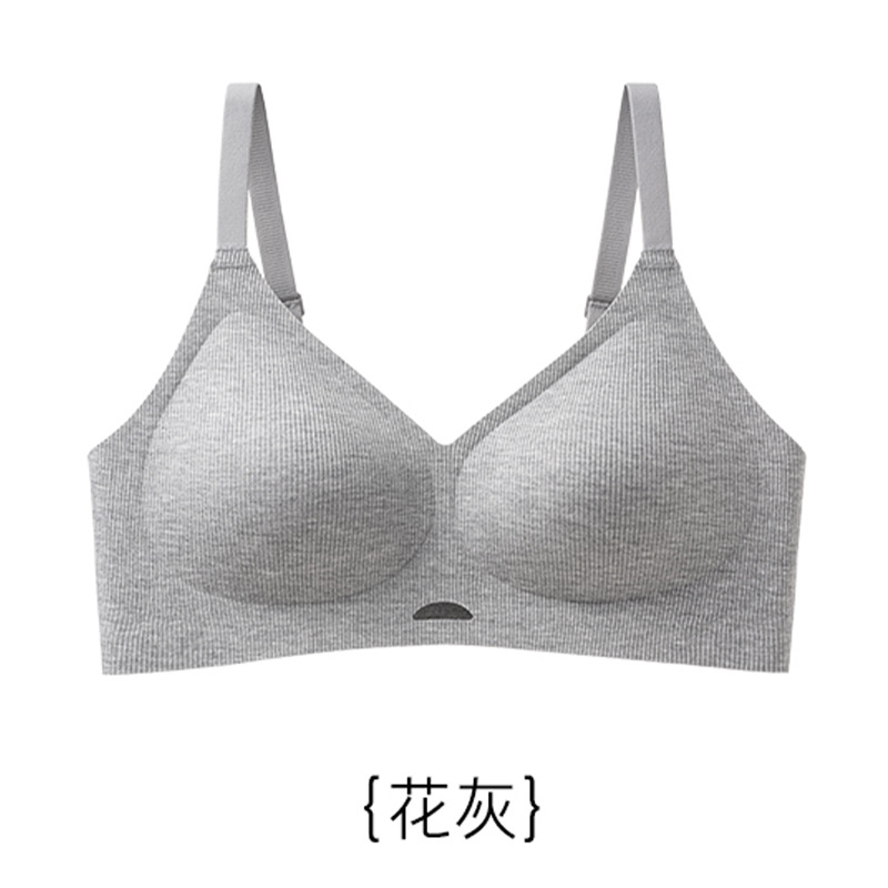 Ropa interior sin sentido con soporte suave roscado, sujetador sin anillo de acero recogido de pecho pequeño para mujer, sujetador de copa fija con soporte superior anti-caída