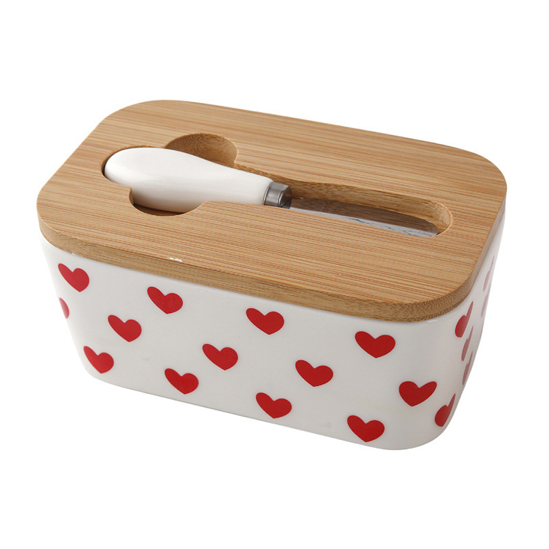 Amor transfronterizo cerámica mantequilla de frasco de mantequilla de comercio exterior sellado con cubierta de queso sellado de frasco de mantequilla occidental creativa