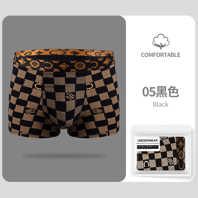 Calzoncillos bóxer para hombre, ropa interior de algodón puro, antibacterianos, de corte plano, nuevos modelos 2025, delgados, de cintura media, con diseño estampado.