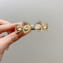 跨境热卖弹簧夹蝴蝶结发夹合金水钻发卡精致可爱头饰亚马逊发饰女