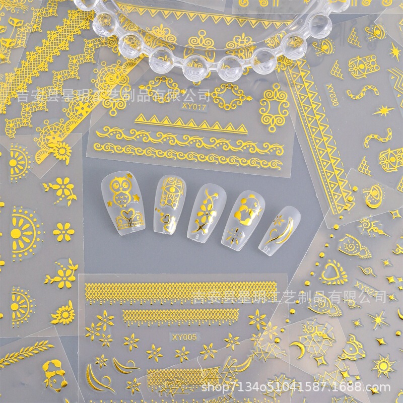 Exotic Egyptian Cat Set Nail Art Stickers Casual Solid Color Egyptian Cat Bronzing 30 Small Sheets Set Nail Decoration