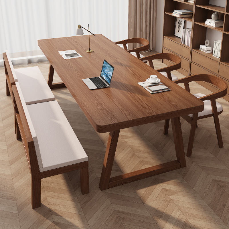 Living Room Large Long Desk Reading Study Table Student Home Study Desk Pure Solid Wood Large Board Desk Workbench