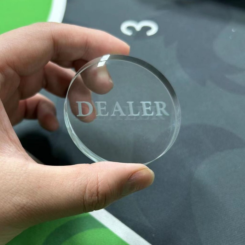德州扑克圆形高档亚克力水晶DEALER庄家位庄码压牌片button指示牌