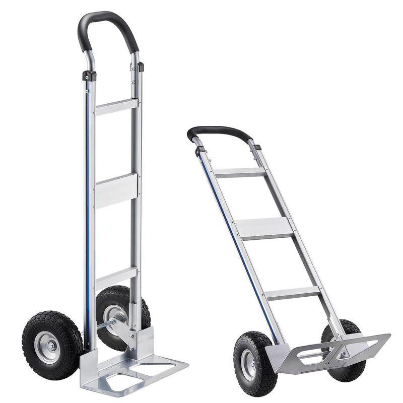 Aluminum Alloy Tiger Cart Two-Wheeled Handcart Construction Site Cargo Cart Warehouse Cart Hand-Pushed Transport Cart Portable