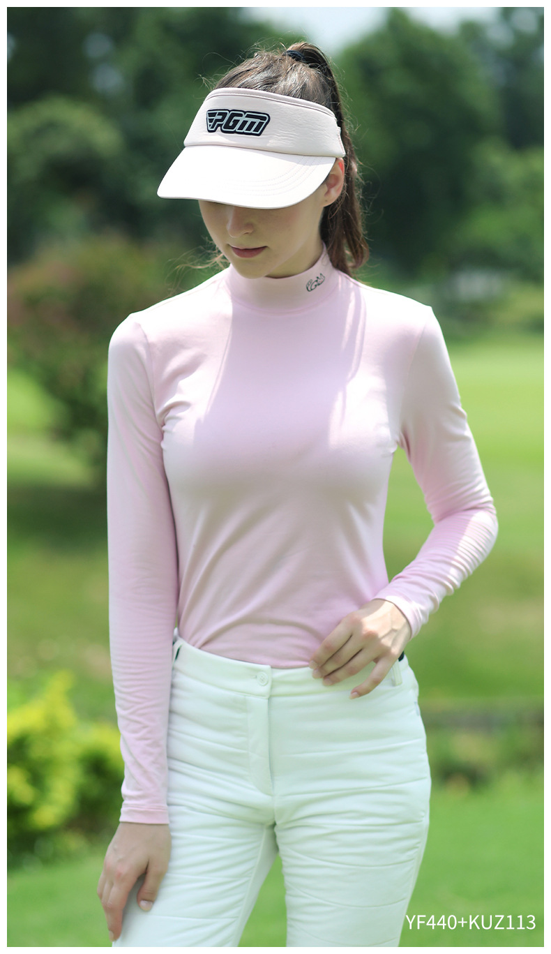 Áo thun dài tay cổ đứng nữ golf giữ ấm thu đông — YF440-Đen, YF440-màu trắng, YF440-Hoa màu xám, YF440-màu hồng chi tiết 9
