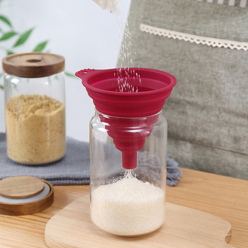 Japanese foldable telescopic funnel for household large-diameter refueling and pouring oil and wine funnel food-grade silicone separation funnel