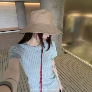 【工厂直销】粘胶竖坑条肌理感短袖圆领针织衫女夏镂空百搭上衣
