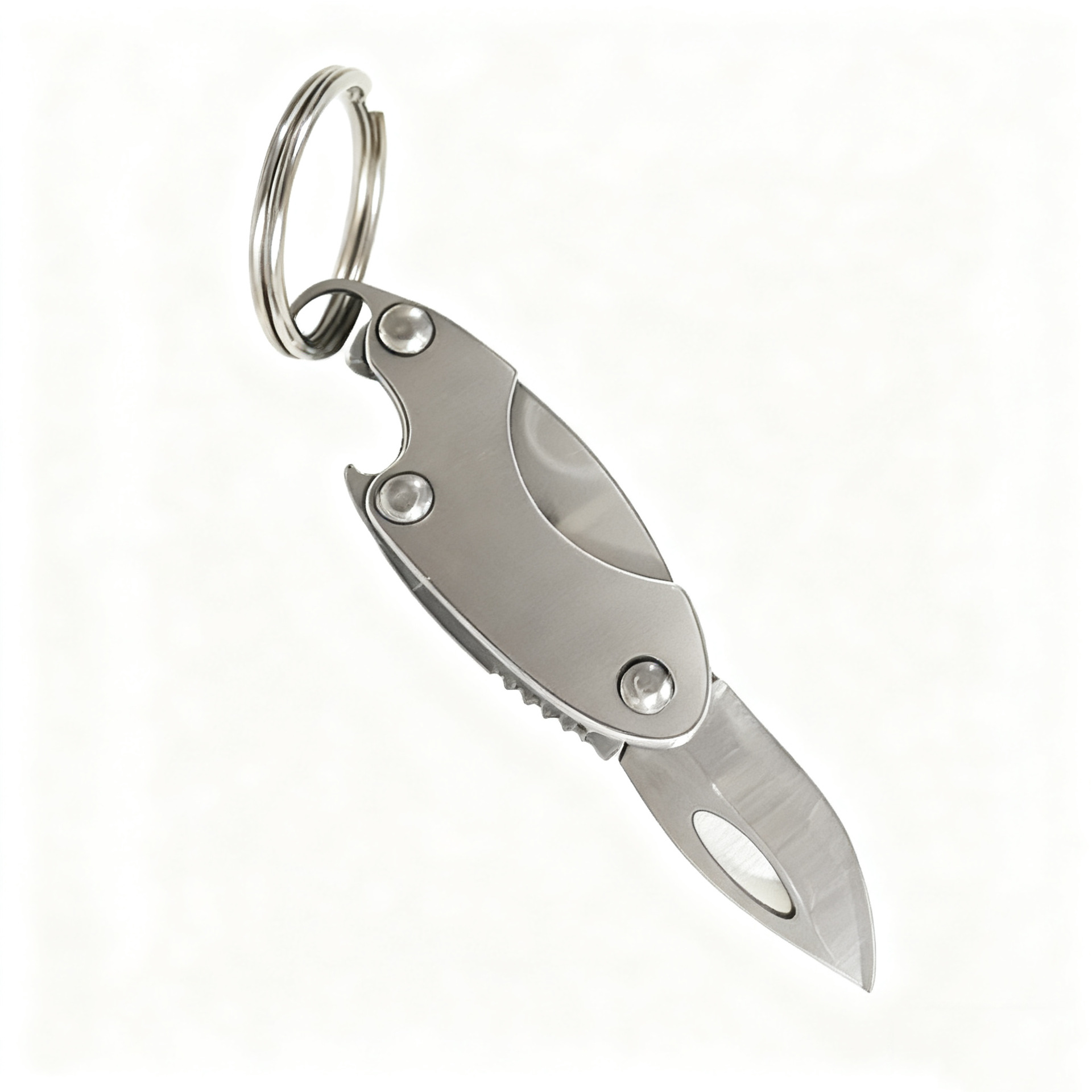 Mini Stainless Steel Folding Knife With Bottle Portable Keychain Pendant, Package Opener, Sharp_voghion.com