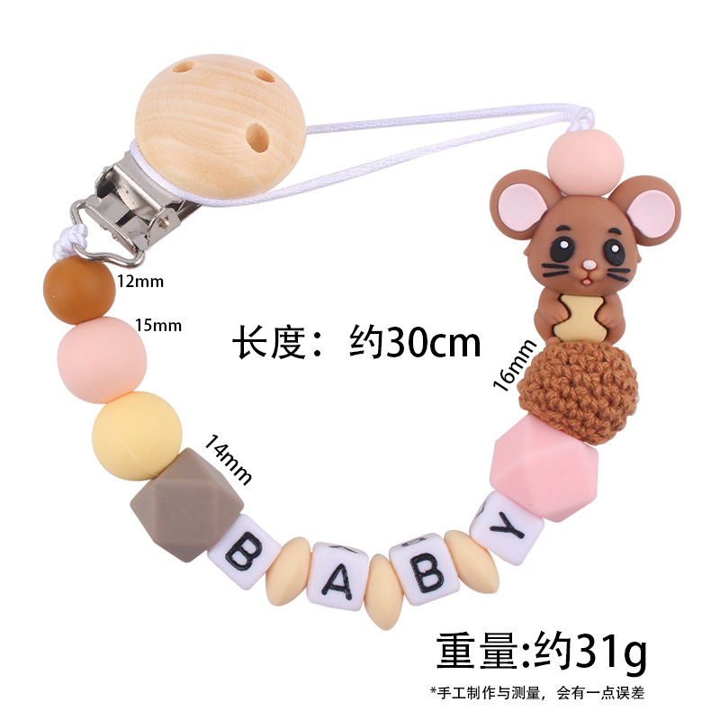 Juguetes para bebés planetas grano clip de tetina bebé calmar dibujos animados ratón cadena tetina de silicona anti-caída cadena