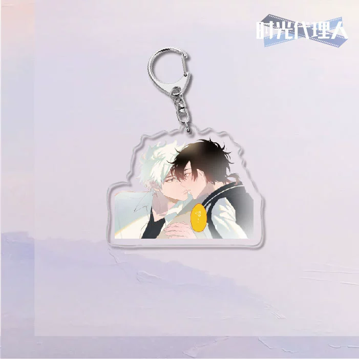  Keychain Time Agent double-sided acrylic key buckle, 6 cm cute campus creative gift
