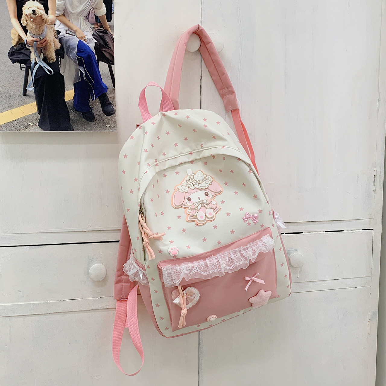 Japanese-Style Ins Cartoon Cute Meiluo Backpack for Women, Niche Design Star Student School Bag, Sweet Backpack