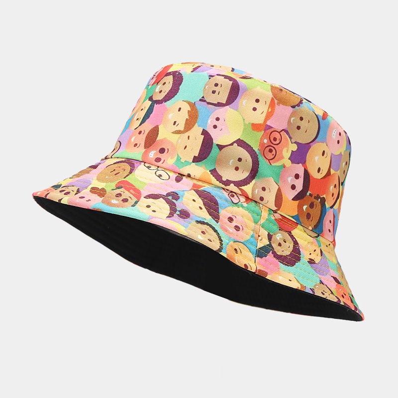 Printing Design Casual, Retro Style Unisex Casual Retro Portrait Mouth Color Block Printing Bucket Hat