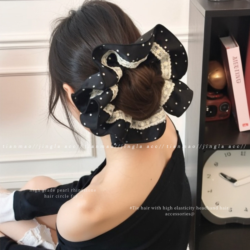 El encaje de alta sensación de punto de onda del intestino grueso anillo de cabello para mujeres 2025 nuevo cabello de alta elasticidad bola de cabello correa de cabello