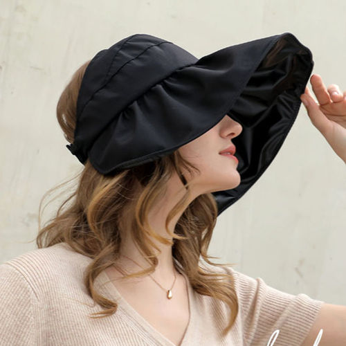  Empty Top Hat Women's Face Covering Large Brim UV Sun Protection Hat Summer Vinyl Fisherman Hat Sports Sun Hat Hat Wholesale