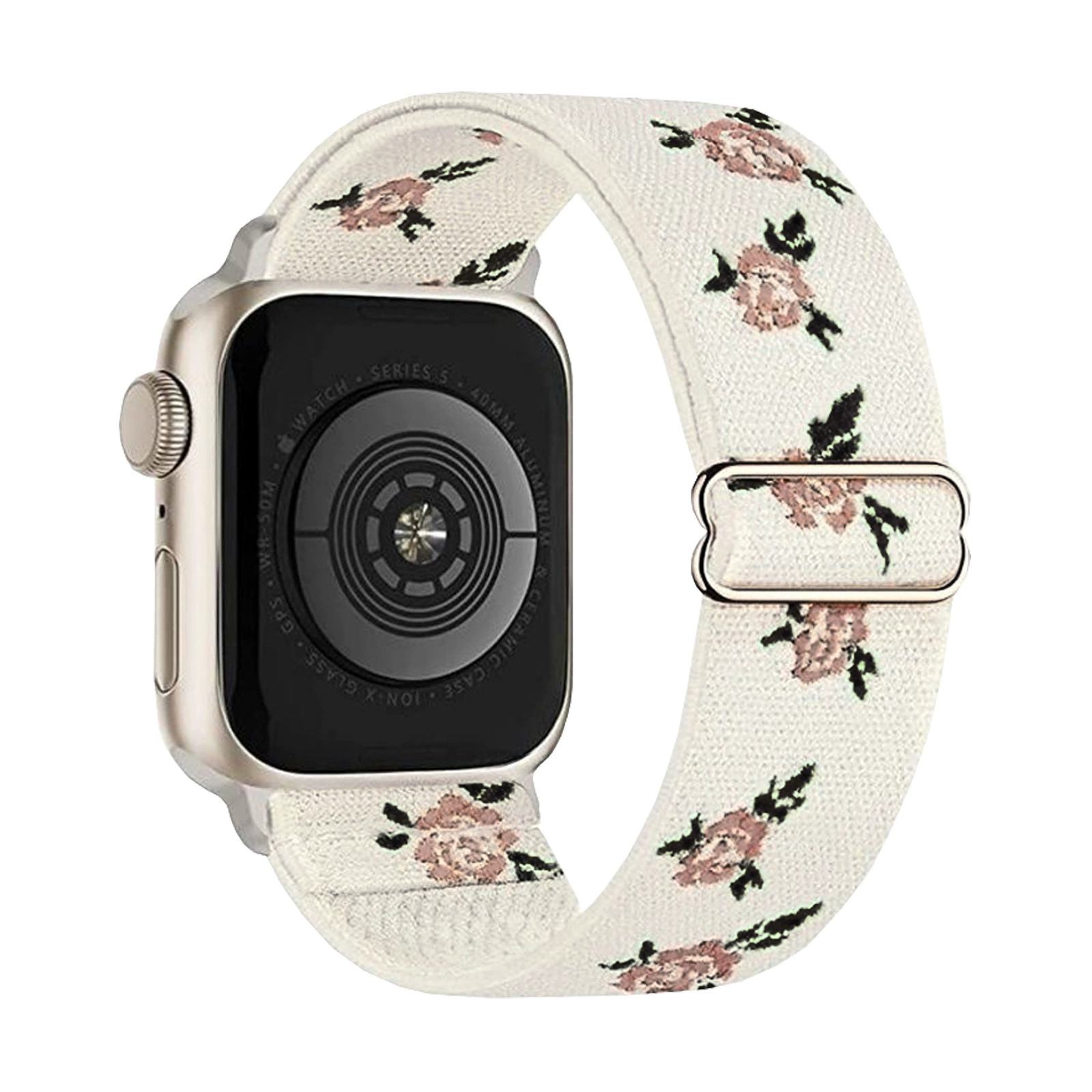 Совместимый ремешок Apple Watch S8 новейшая вышитая роза нейлоновый тянущийся эластичный ремешок