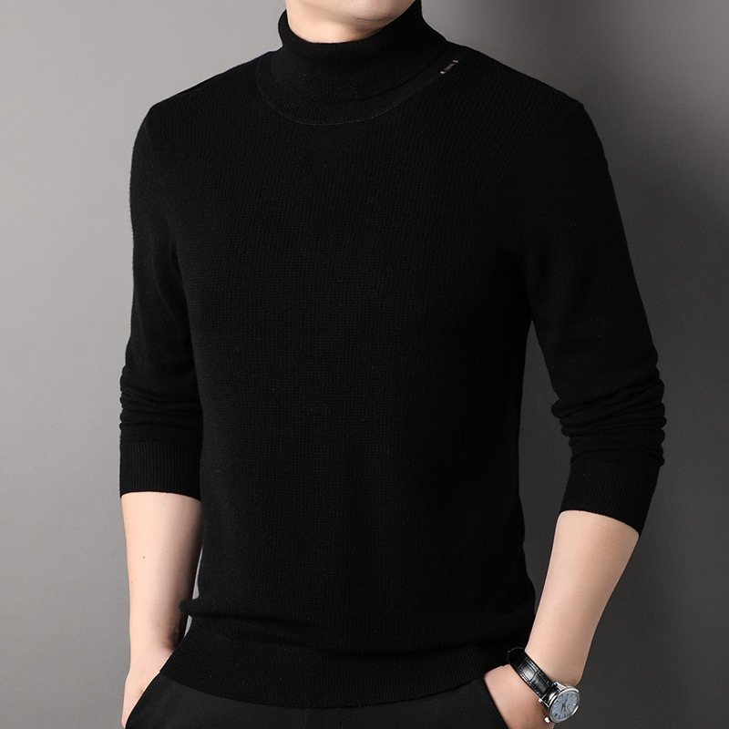 100 순수 모직 스웨터 남자 높은 칼라 가을과 겨울 푸위안 모직 스웨터 조커 스웨터 니트 베이스 셔츠