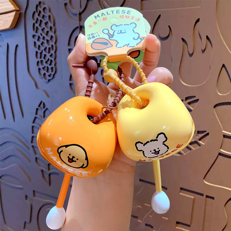 Cute Line Drawing Puppy Wooden Fish Buddhist Tapping Merit +1 Healing Stress Relief Toy Peripheral Keychain Desktop Ornament