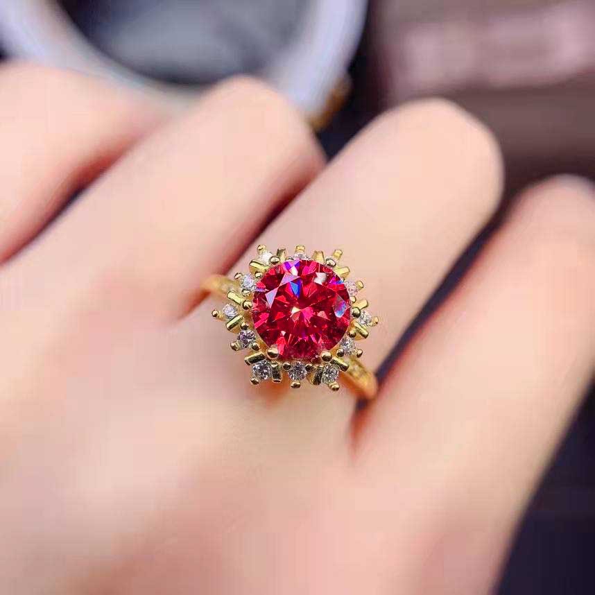 fashion plated 18k ring snowflake full diamond open copper ring