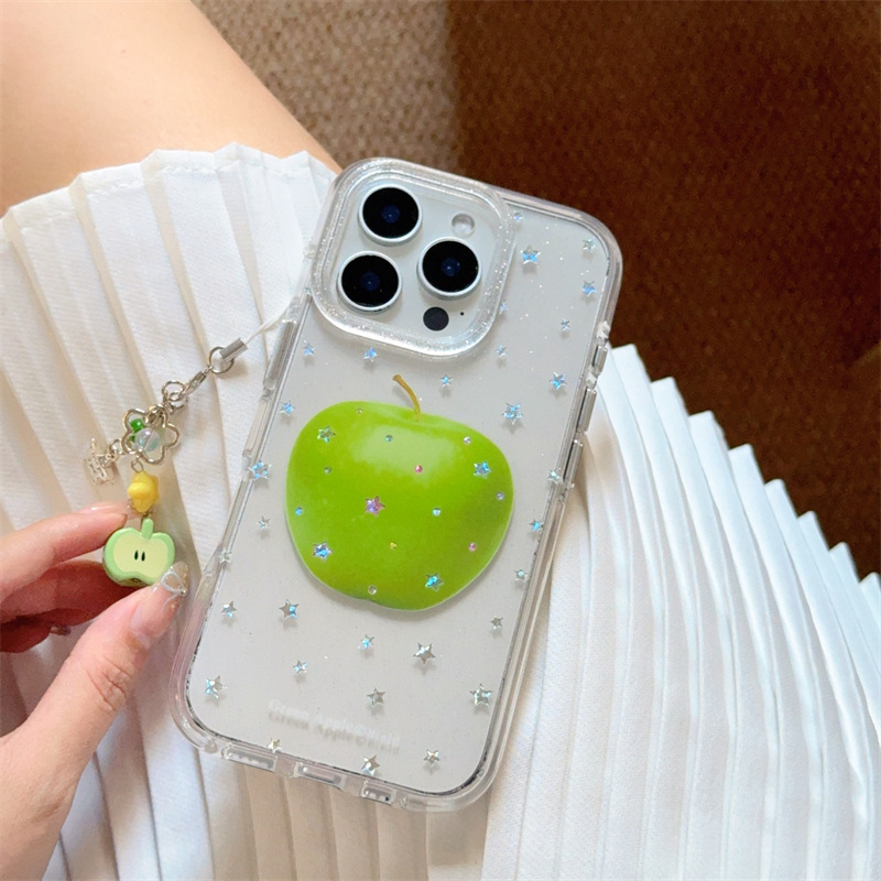 Flash Diamond Star Green Apple para iPhone16 funda para teléfono móvil 15ProMax fresco 14/13 pareja 16PM