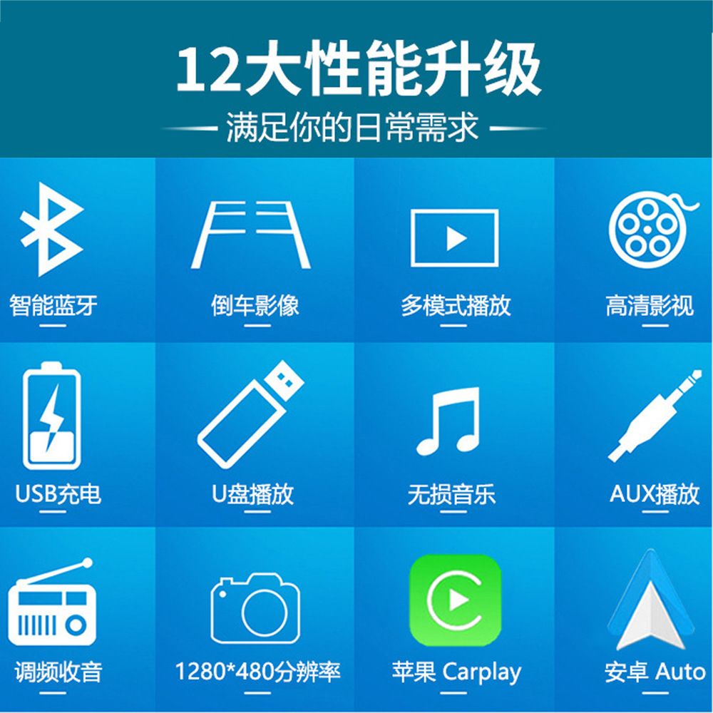 6.86inch Car Single-Cylinder Mp5 All-In-One Bluetooth Reversing Rear-View Car Player Wired Carplay