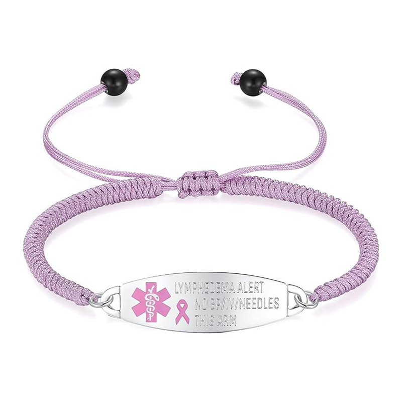 Cross-Border Amazon Best-Selling Stainless Steel Curved Medical Tag with Adjustable Chain, Customizable Engraving Emergency Tag Id Bracelet