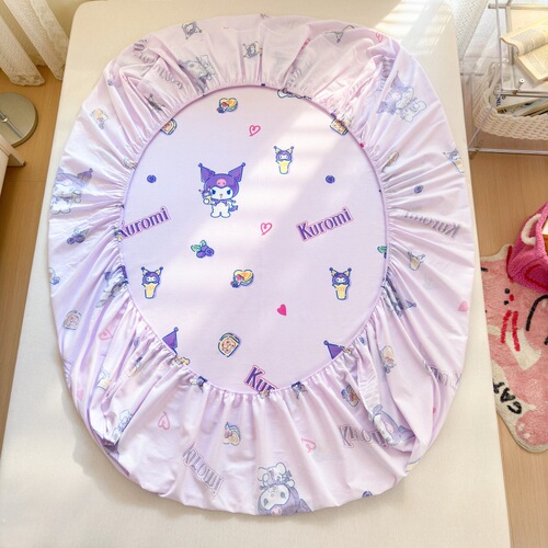 Cross-border 100% Cotton Sanrio Cartoon Single Bed Skirt Kurohime KT Bed Cover Bed Sheet Mattress Protector Wholesale