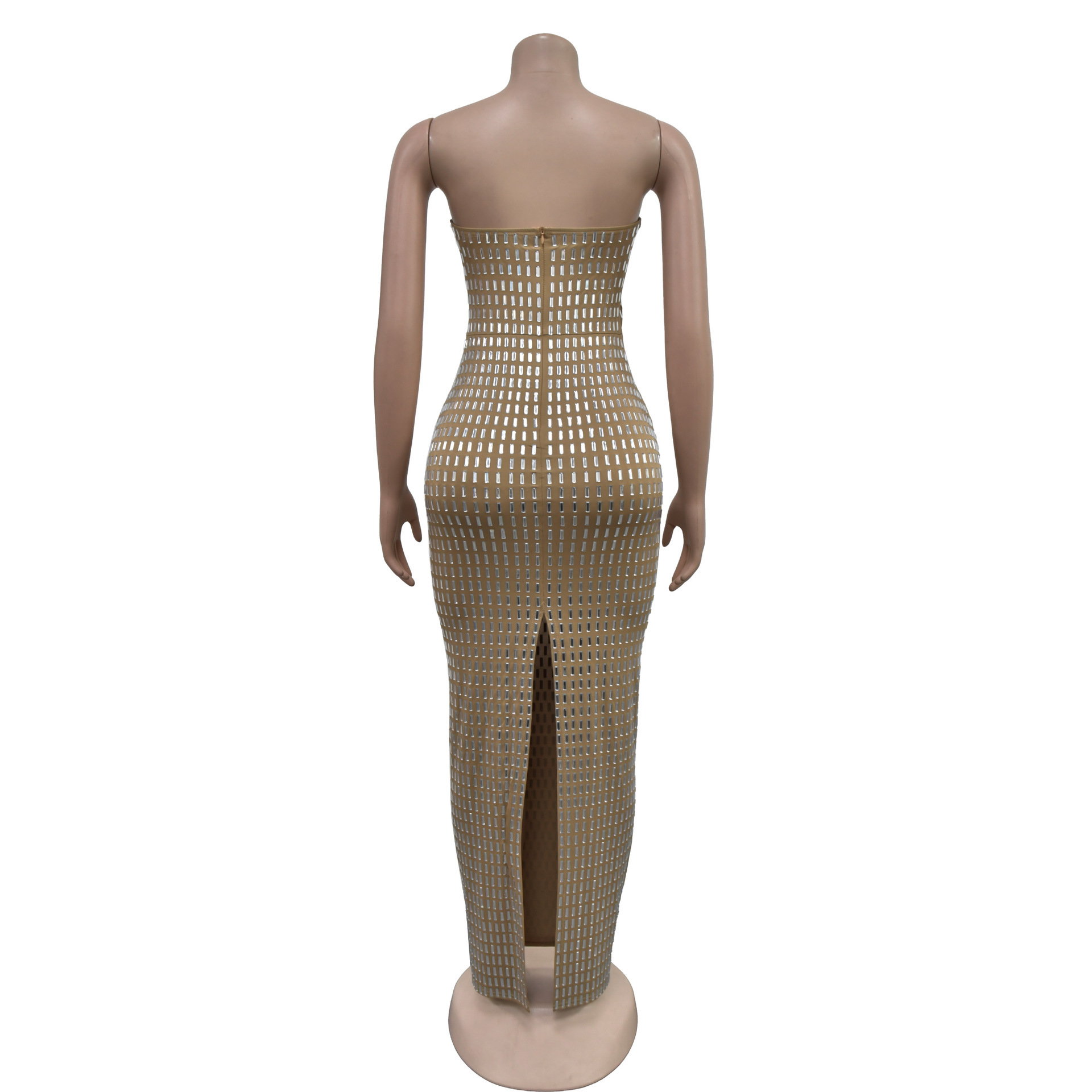 Abbigliamento da donna Moda femminile Hot Diamond Sexy Tube Top stretto con fianchi avvolti Gonna lunga sottile_voghion.com