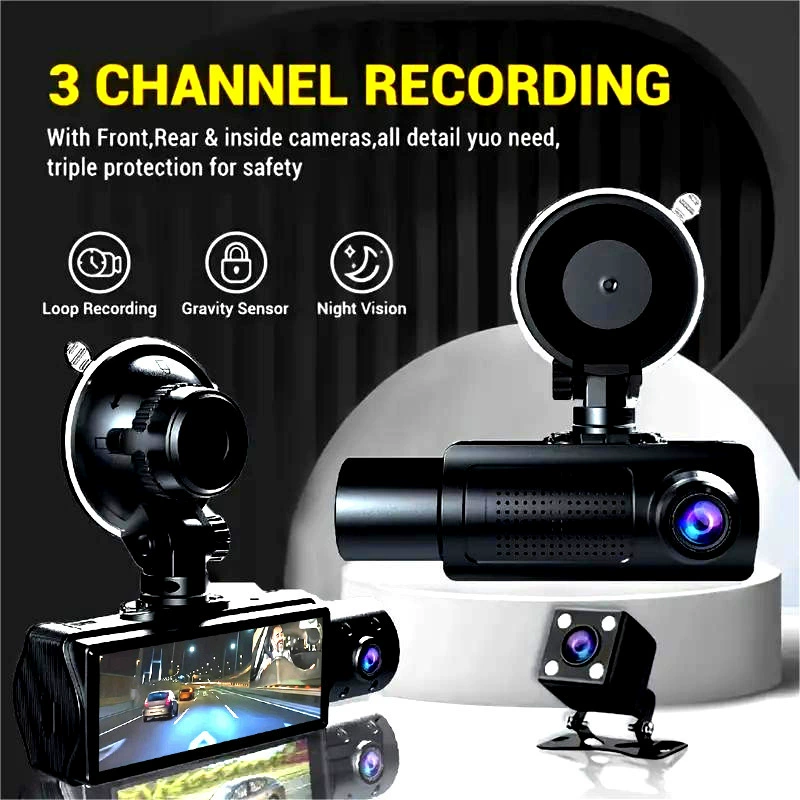 Новый видеорегистратор с экраном 3.16inch HD 1080P, тремя объективами и автомобильным видеорегистратором с обратным изображением
