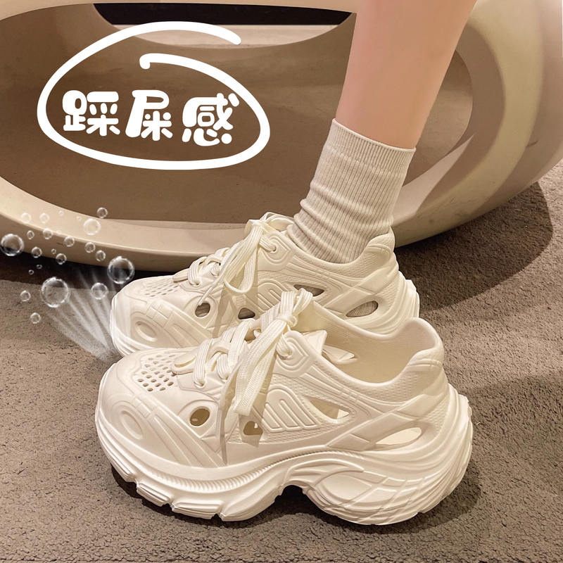 Thick-Soled Dad Shoes for Women 2025 New Style Women's Ins Trendy Cool Lace-Up Outer Wear Sandals Eva Breathable Clogs