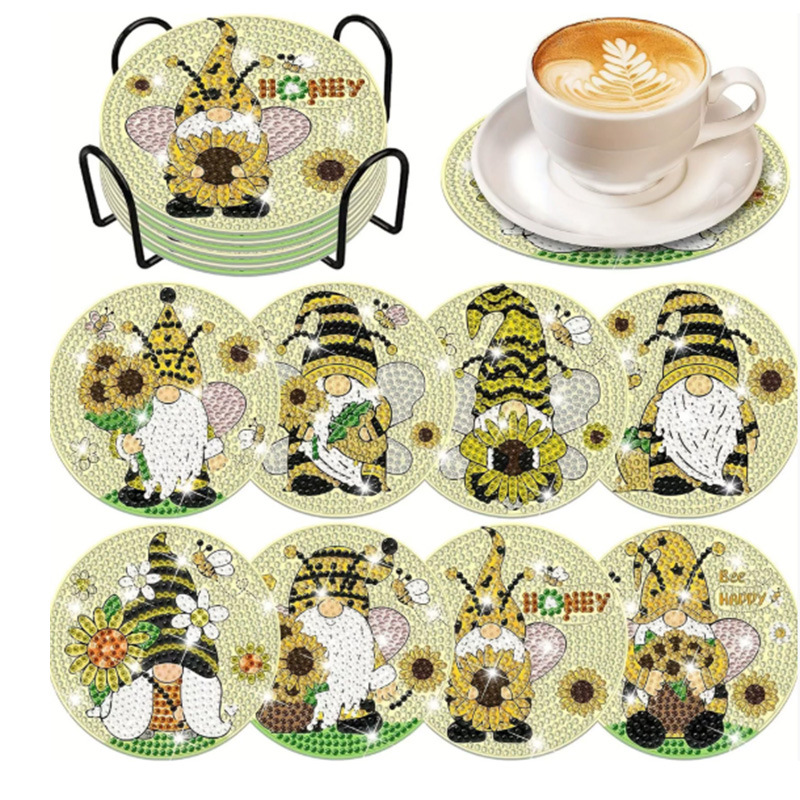 Personalizada taza de pintura de diamante transfronteriza almohadilla de taza de diamante redonda almohadilla mandala perimetral de pintura de diamante DIY