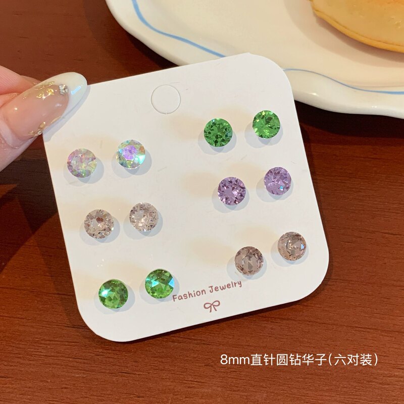秋のカラフルな蝶と花と真珠のイヤリングセット、女性用シルバーニードル、小さくて上品で甘い高級感のあるイヤリング|undefined