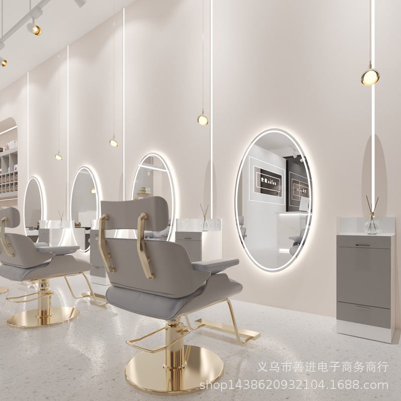 Espejo de Peluquería Inteligente con Luz LED de Metal Ovalado para Salón de Belleza image 30