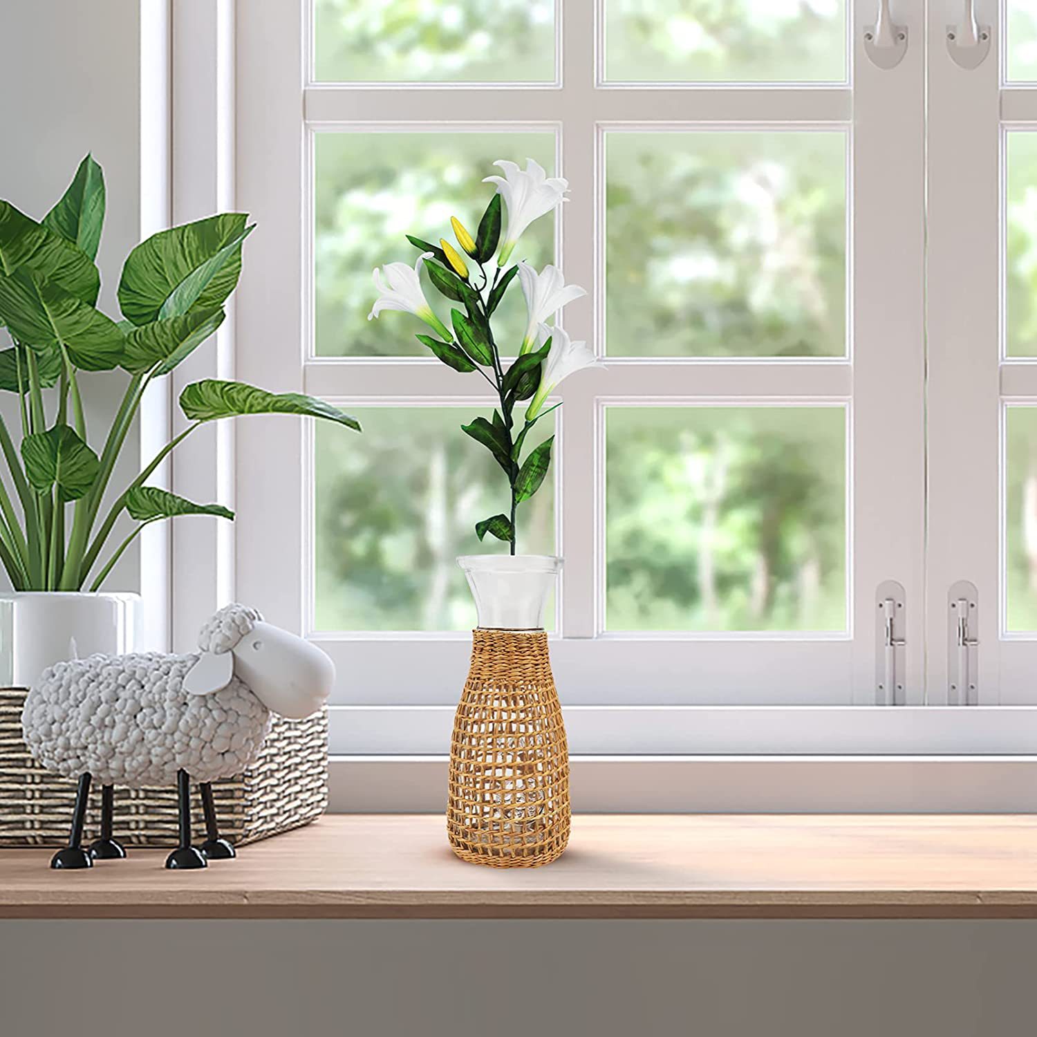 Comercio exterior transfronterizo ins jarrón de vidrio de paja hecho a mano pastoral americana creativa flor seca decoración del hogar