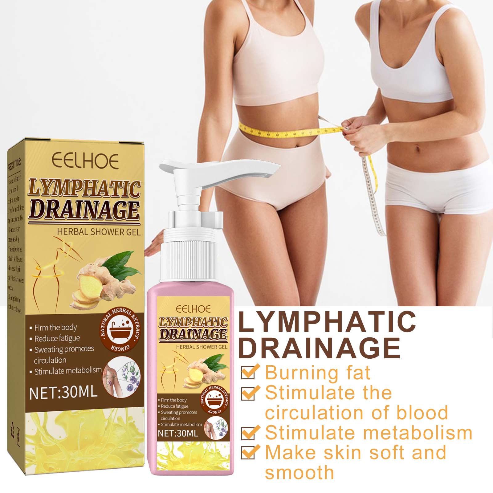 EELHOE Ginger Slim Body Shower Gel deeply cleanses, shapes waist, tightens belly, ginger essence moisturizes, shapes and tightens skin_voghion.com