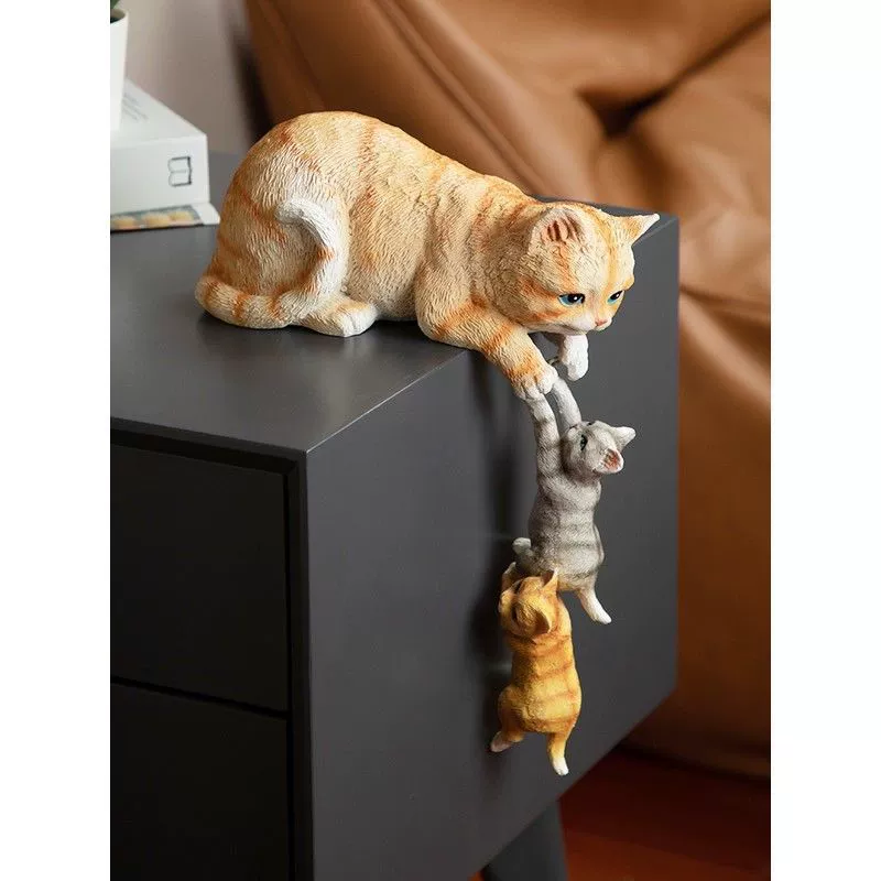 Украшение двора, поделки из смолы, аксессуары для дома, креативные мультяшные животные, садовые украшения для котят, меняющие цвет