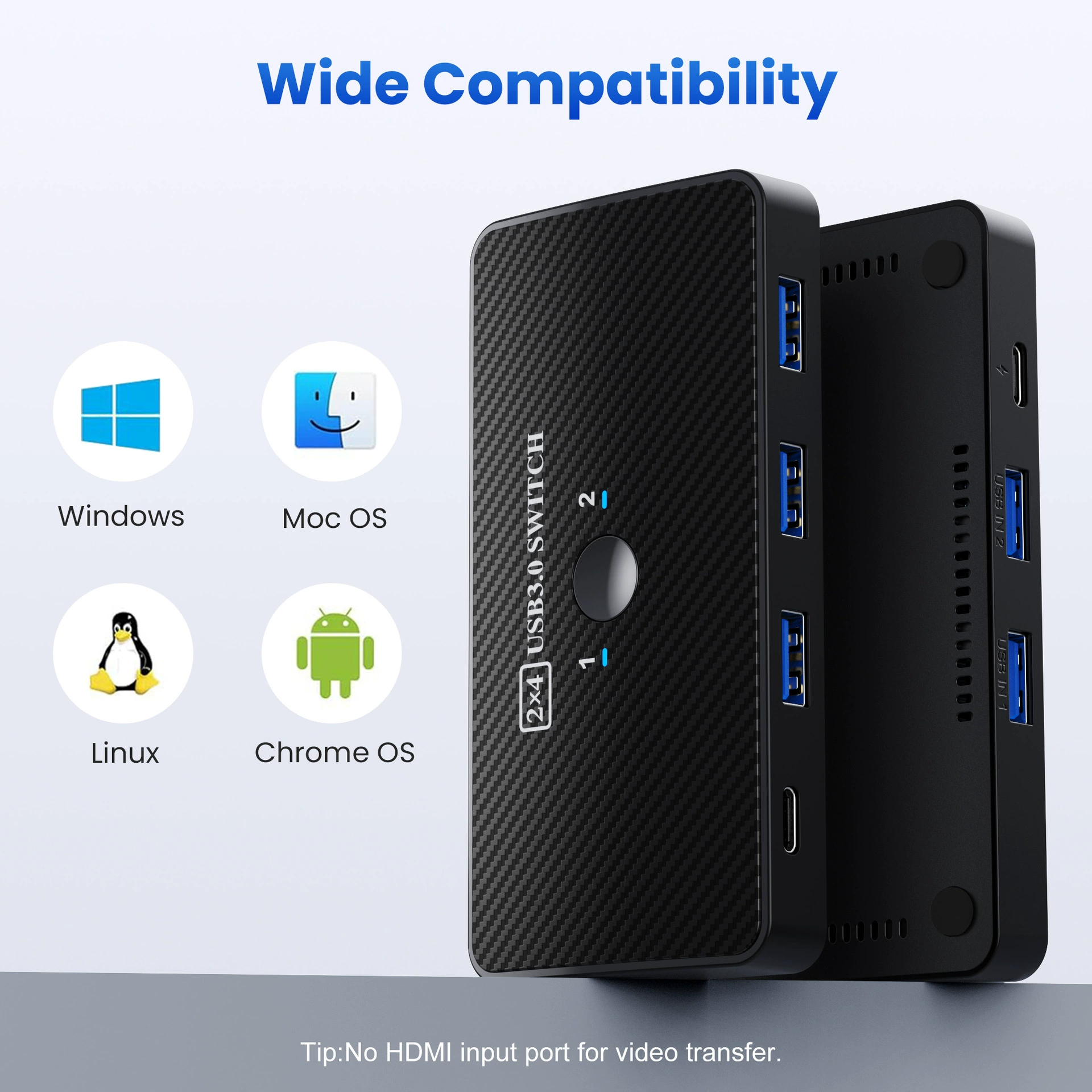 Two-way switcher two-in and four-out adapter computer docking station splitter high speed type-c