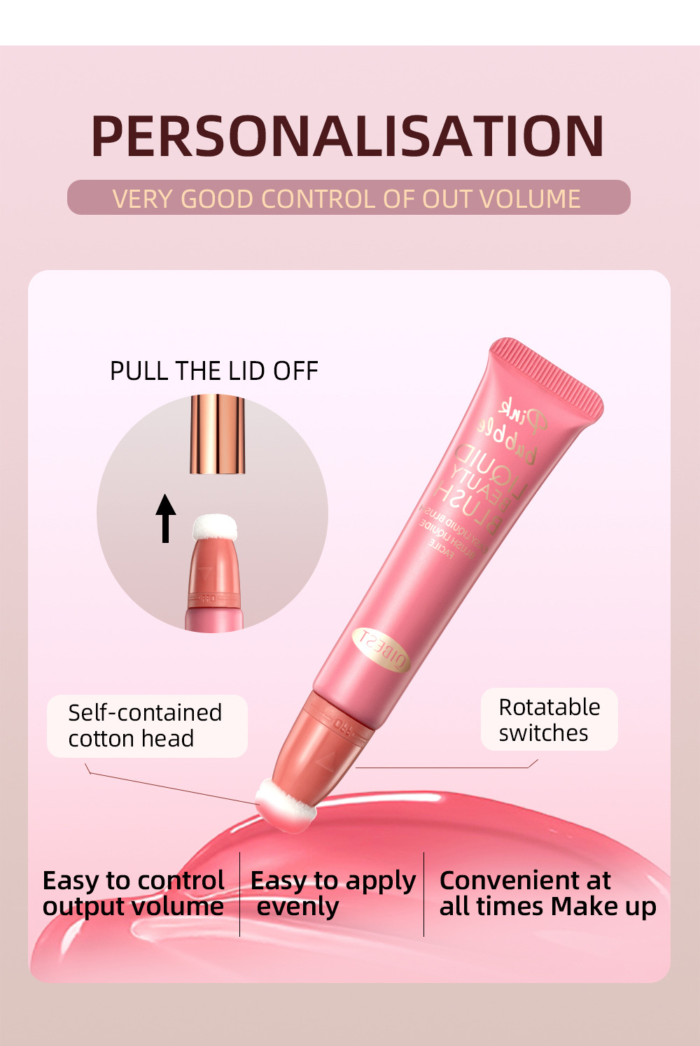 QiBest Hydrating Liquid Blush Multi-functional Makeup Pen, naturally long-lasting makeup, brightens matte and glossy face blush liquid undefined
