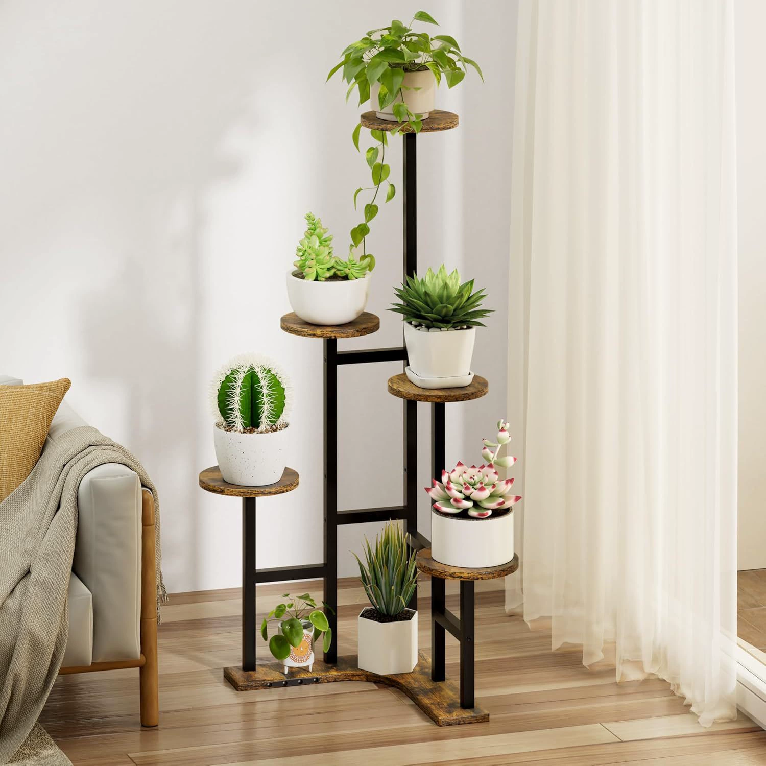 Трансграничные комнатные растительные подставки Многослойные металлические растительные полки Комнатные растительные подставки крытый цветочный дисплей