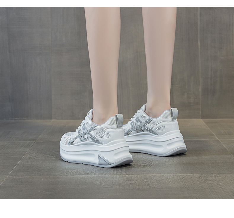 Giày sneaker nữ đế dày tăng chiều cao lưới thoáng khí mùa hè phong cách thể thao — M2916-2 Vàng kem, M2916-2 Xám kem, M2916-2 Xám chi tiết 11