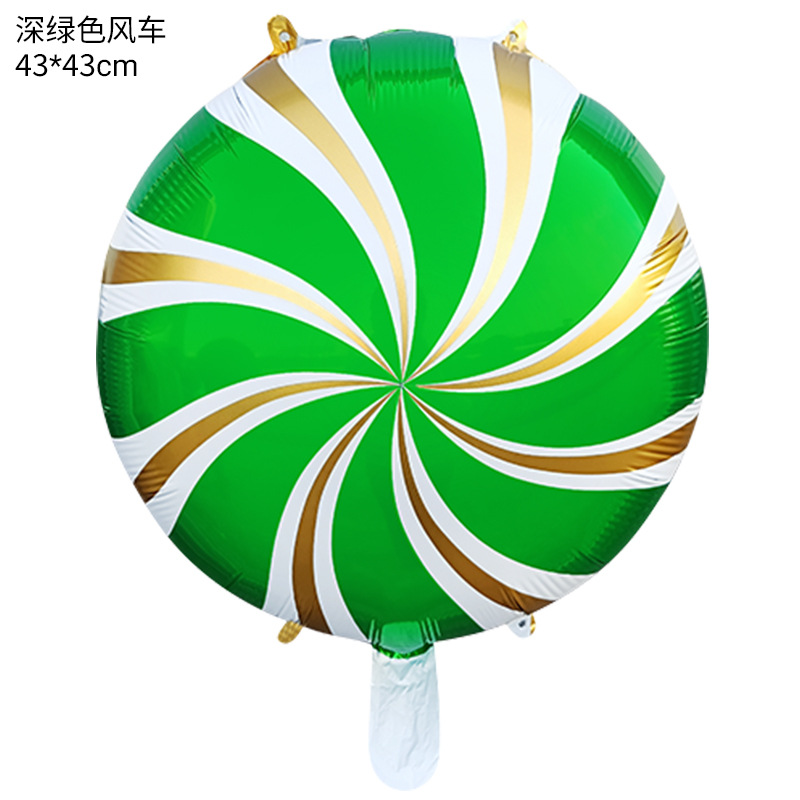 18 pulgadas ronda molino de viento globo espiral de aluminio bola Lollipop globo caramelo forma cumpleaños fiesta Decoración