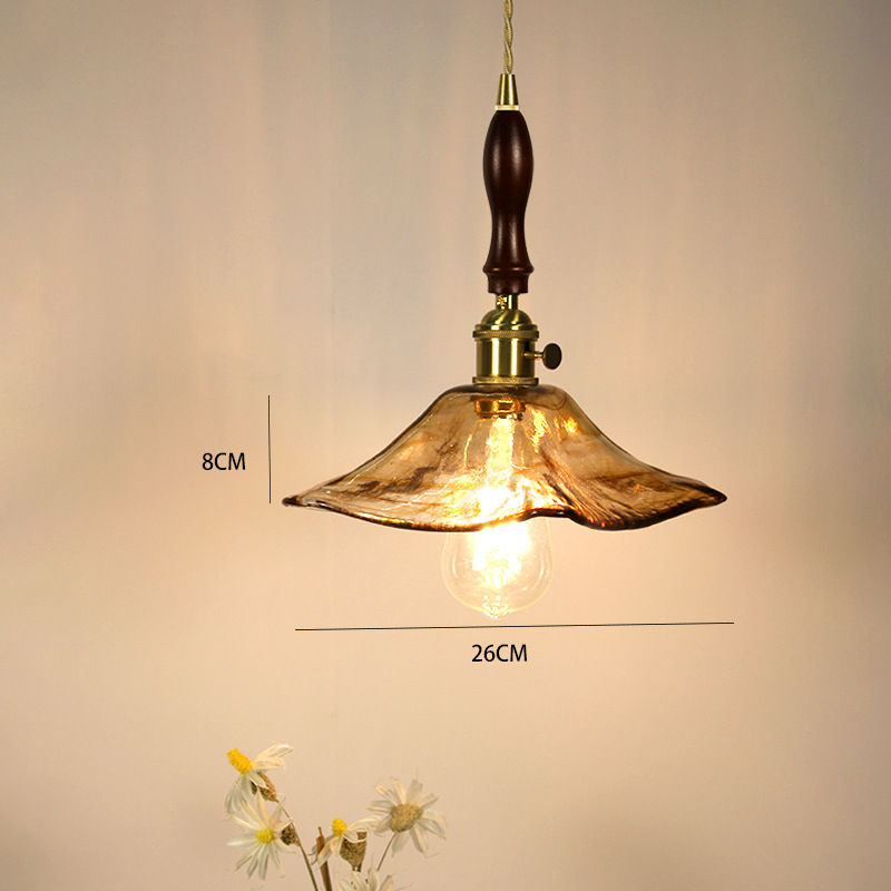 Lámpara de vidrio de ámbar retrógrado de latón nostálgico estilo tranquilo dormitorio dormitorio comedor bar portail candelabro