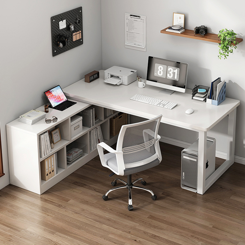 Corner Desk Bookshelf Integrated Table L-Shaped Computer Table Student Home Writing Desk Corner Desk Bedroom Table