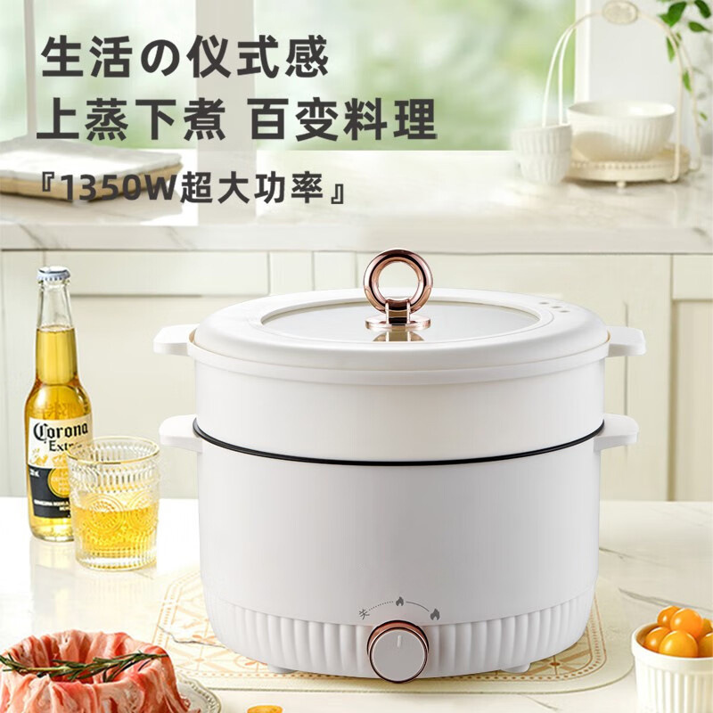 Cross-Border Amazon European Standard Electric Cooking Pot Multi-Functional Electric Hot Pot Double-Layer Large-Capacity Electric Hot Pot Household Electric Steamer