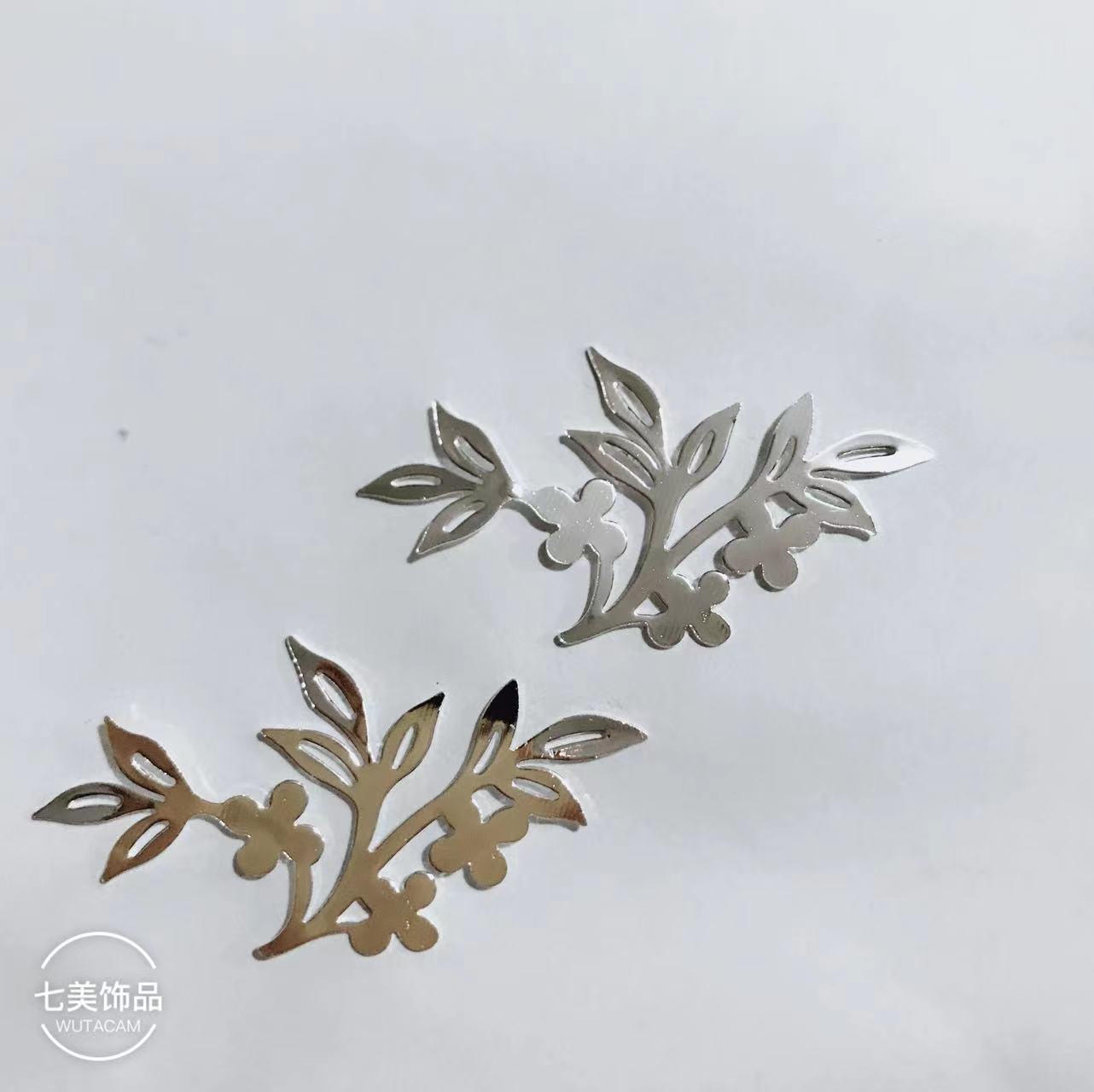 Hojas, hojas, metal, flores, ramillete, accesorios de joyería, bricolaje, material antiguo, ropa de plata Miao, accesorios de abanico, plata