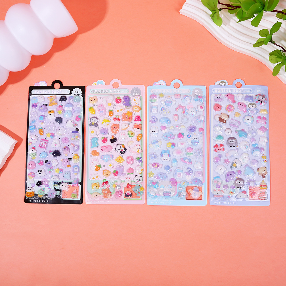 日系卡通3D立体空心浮雕儿童DIY手账装饰贴画水杯手机壳装饰贴纸