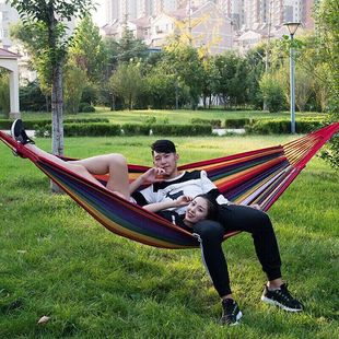 Hammock Outdoor Single and Double Anti-Rollover Thickened Canvas Student Indoor Dormitory Bedroom Swing Adult Sleeping Hanging Chair