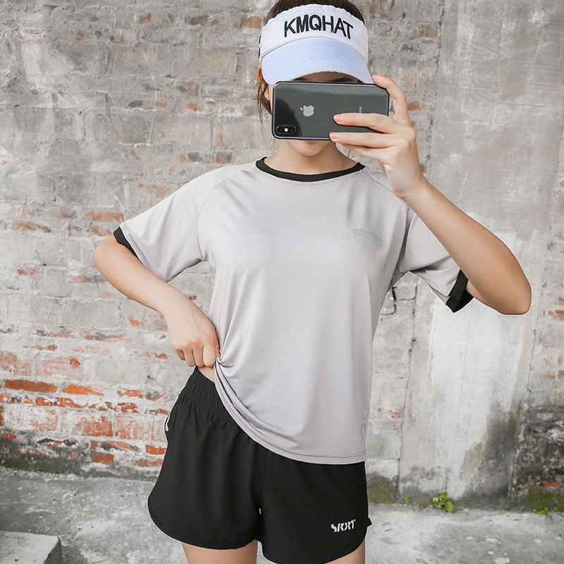 2025 New Summer Sports T-Shirt Women's Quick-Drying Running Loose Round Neck Top Yoga Fitness Wear Large Size