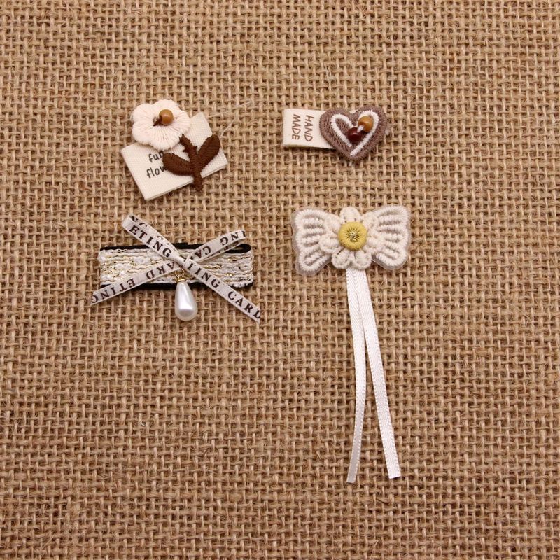 新しいラベル小花パールリボンヘアピンアクセサリー diy 子供靴下帽子衣類装飾アクセサリー|undefined