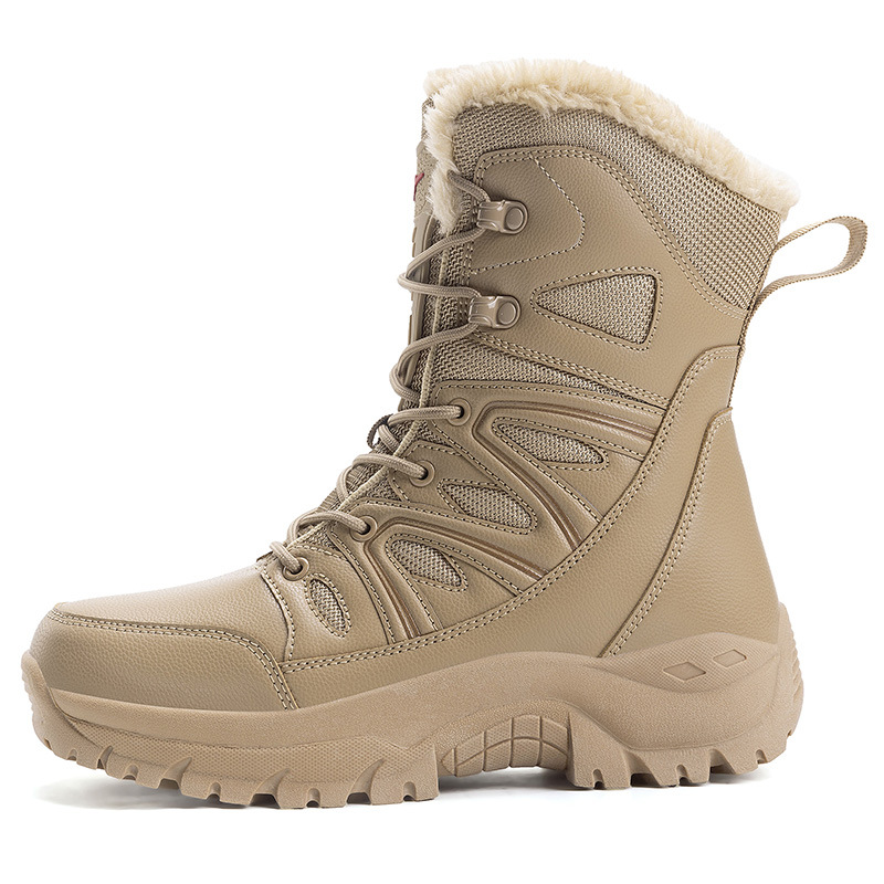 Botas de nieve de alto perfil de hombre de tamaño transfronterizo, calentamiento de invierno, zapatos de algodón gruesos, botas de nieve de montaña de hombre